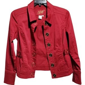 0127 Live a Little Cotton blend Jacket  Red Small